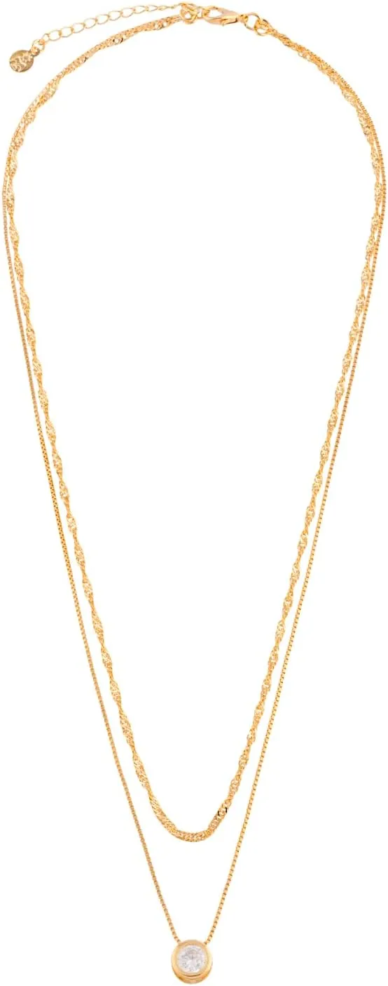 | Dainty Gold Pendant Necklace for Women | 18K Gold Plated Chain Jewelry | Cubic Zirconia Charm | Hypoallergenic Lightweight Accessory | Adjustable Elegant Gift | Multiple Variations