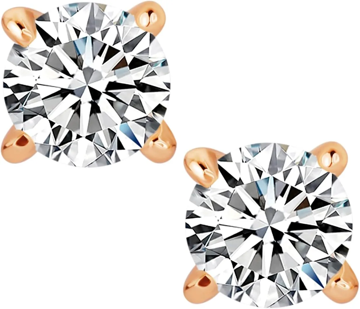 0.3/0.5/1CT Moissanite Stud Earrings, Silver/Rose Gold Color Sparkling Earrings for Women, 925 Sterling Silver Plated 18K White Gold Earrings