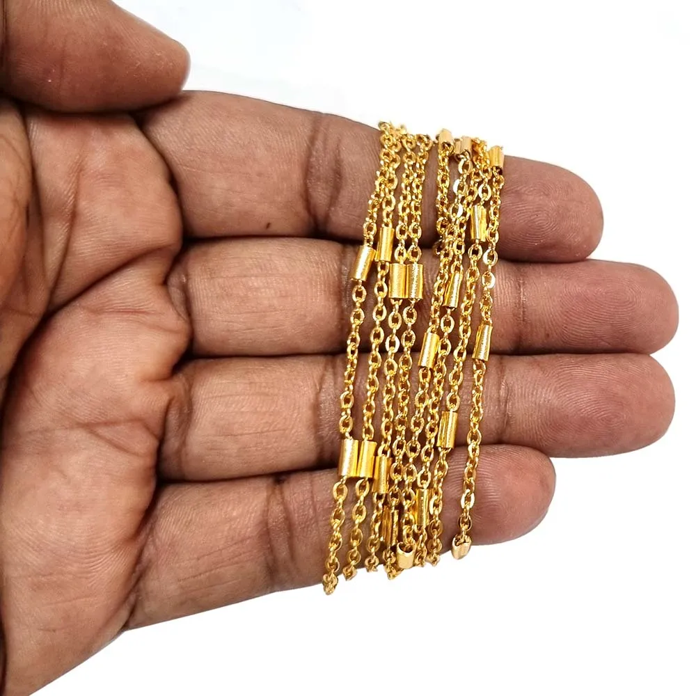 1 METER PKG. THIN CHAIN ANTI-TARNISH Gold PLATED JEWELRY MAKING LOOSE CHAIN.