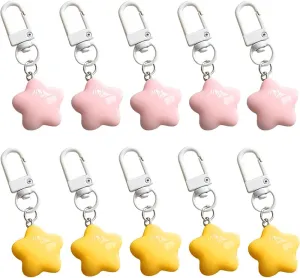 10pcs Chubby Star Key Chains for Car Keys Star Keychain Accessories Cute Keychains for Women Bag Charm Backpack Charms Key Ring Car Key Chain Small Key Rings Snap Keyrings Kawaii Keyring Kids Gifts