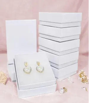 12 Pack Swirl White Cotton Filled Color Paper Cardboard Jewelry Box for Necklace, Ring, Earring, Pendant, Pocket Watch, Body Jewelry. Size-3 1/16" x 2 1/8" x 1" - by R J Displays