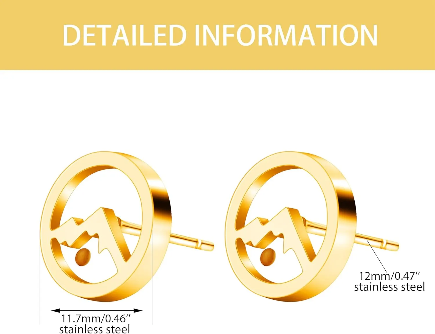 12mm Stainless Steel Mustard Seed Stud Earrings - Stylish Faith Mustard Seed Jewelry for Women YA4639