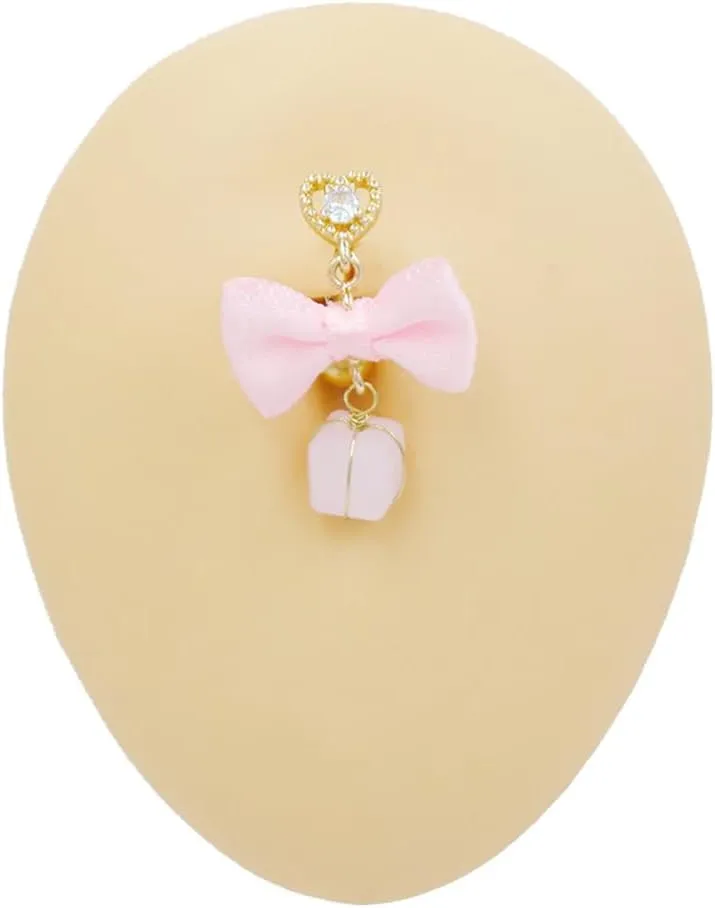 14G Bowknot Jingle Bell Dangle Belly Button Rings for Women 316L Surgical Steel Reverse Belly Navel Rings Belly Barbell Dainty Christmas Body Piercing Jewelry Xmas Festival Gifts