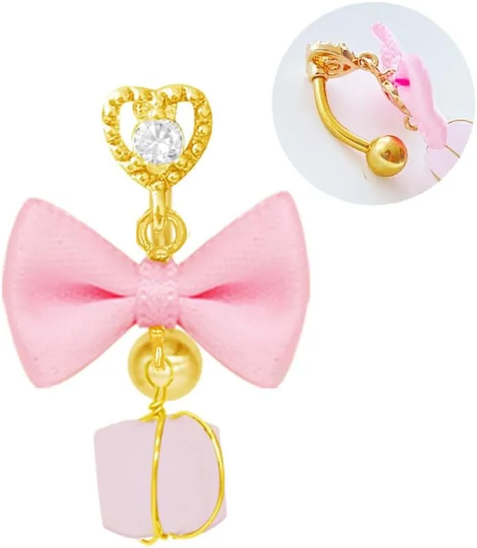 14G Bowknot Jingle Bell Dangle Belly Button Rings for Women 316L Surgical Steel Reverse Belly Navel Rings Belly Barbell Dainty Christmas Body Piercing Jewelry Xmas Festival Gifts