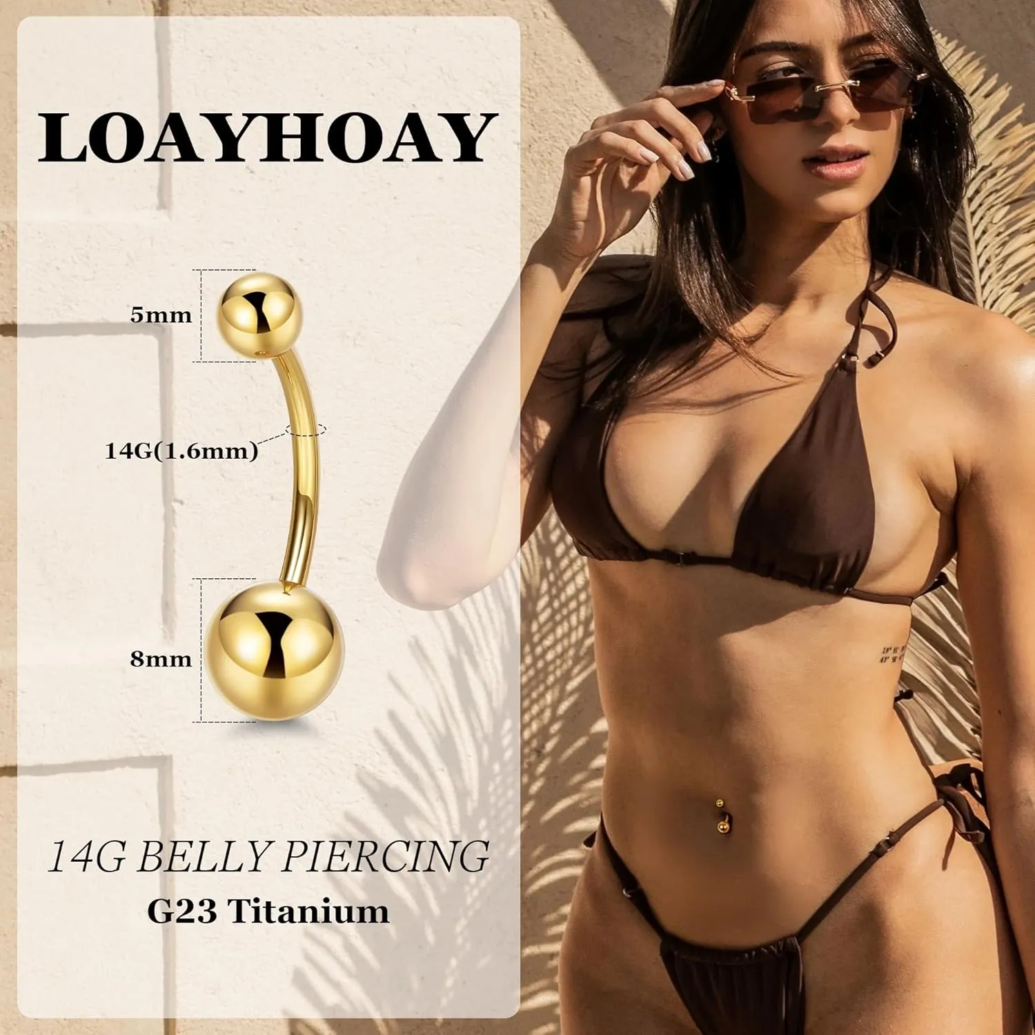 14G G23 Pure Titanium Belly Button Rings for Women Internally Threaded Curved Belly Rings Barbell Navel Rings Hypoallergenic Belly Piercing Jewelry 6-16mm