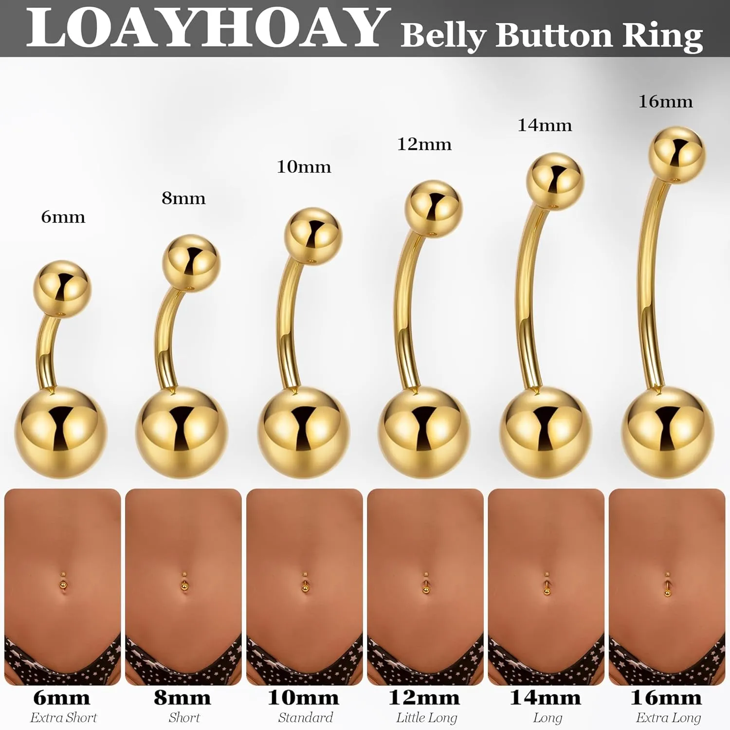 14G G23 Pure Titanium Belly Button Rings for Women Internally Threaded Curved Belly Rings Barbell Navel Rings Hypoallergenic Belly Piercing Jewelry 6-16mm
