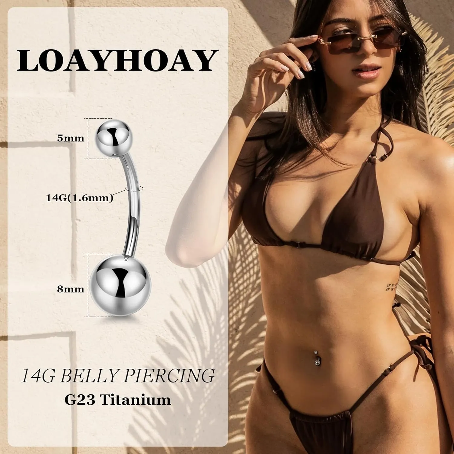 14G G23 Pure Titanium Belly Button Rings for Women Internally Threaded Curved Belly Rings Barbell Navel Rings Hypoallergenic Belly Piercing Jewelry 6-16mm