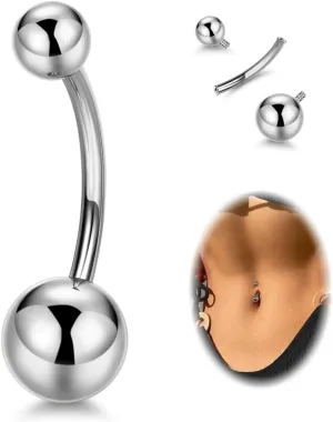 14G G23 Pure Titanium Belly Button Rings for Women Internally Threaded Curved Belly Rings Barbell Navel Rings Hypoallergenic Belly Piercing Jewelry 6-16mm