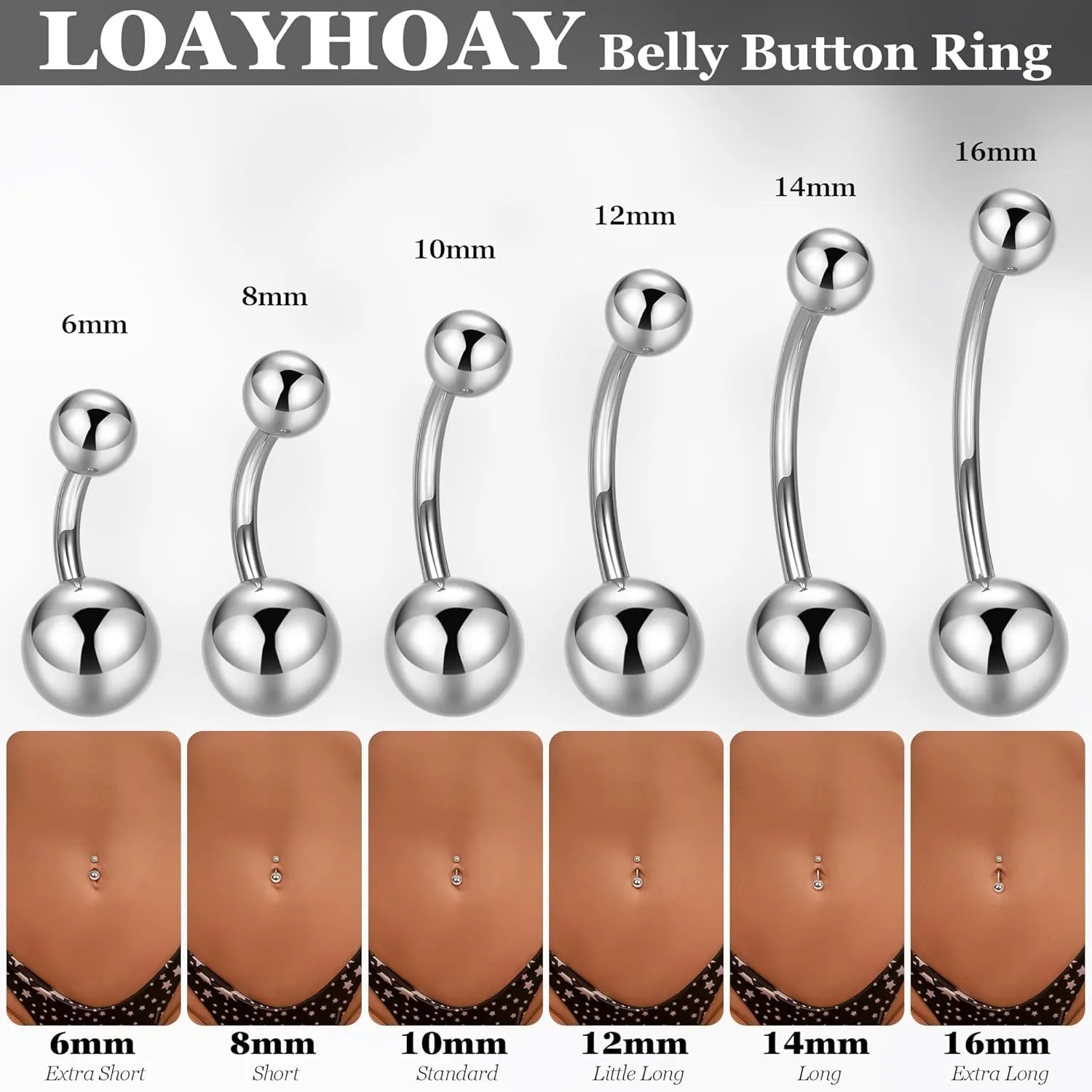 14G G23 Pure Titanium Belly Button Rings for Women Internally Threaded Curved Belly Rings Barbell Navel Rings Hypoallergenic Belly Piercing Jewelry 6-16mm
