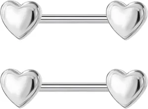 14G Minimalist Heart Nipple Rings 316L Stainless Steel Nipplerings Heart Tongue Rings Barbells Piercing Body Jewelry for Women