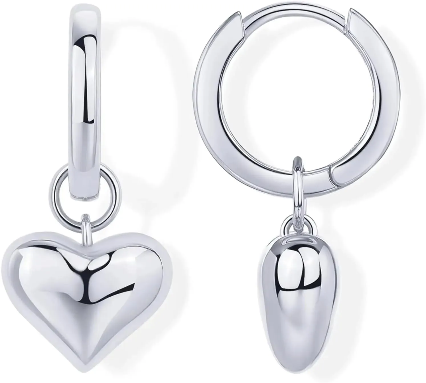 14K Gold Filled Minimalist Heart Hoop Earrings For Women - 925 Sterling Silver Love Heart Natural Crystal Gemstone Hoop Earrings, Sweet Heart Sparkling Earrings