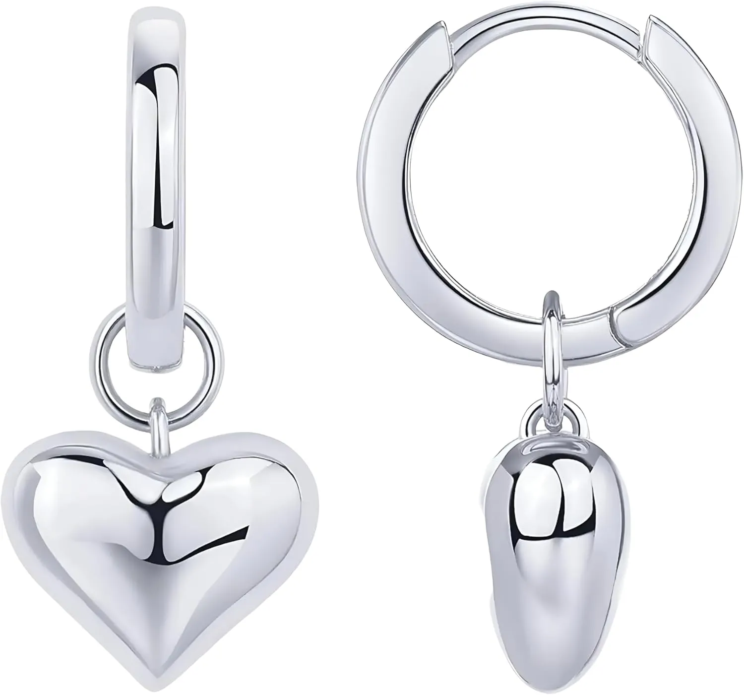14K Gold Filled Minimalist Heart Hoop Earrings For Women - 925 Sterling Silver Love Heart Natural Crystal Gemstone Hoop Earrings, Sweet Heart Sparkling Earrings