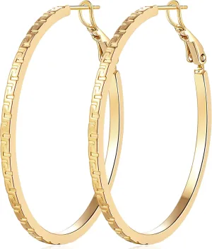 14K Gold Hoop Earrings for Women Hypoallergenic Earrings for Women Chunky Gold Hoop Earring Large Well-cutting Earring 36 MM