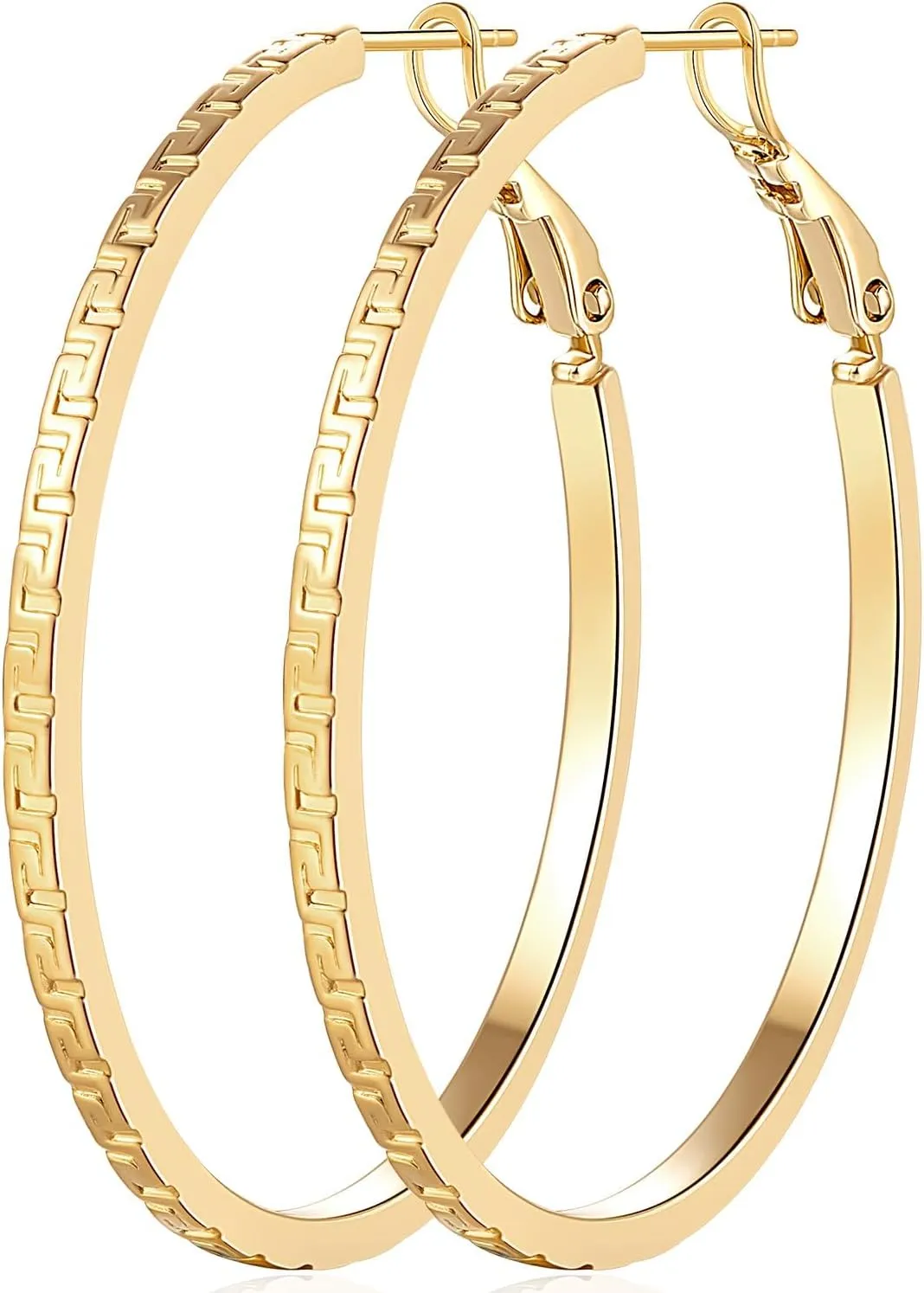 14K Gold Hoop Earrings for Women Hypoallergenic Earrings for Women Chunky Gold Hoop Earring Large Well-cutting Earring 36 MM
