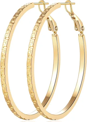 14K Gold Hoop Earrings for Women Hypoallergenic Earrings for Women Chunky Gold Hoop Earring Large Well-cutting Earring 36 MM