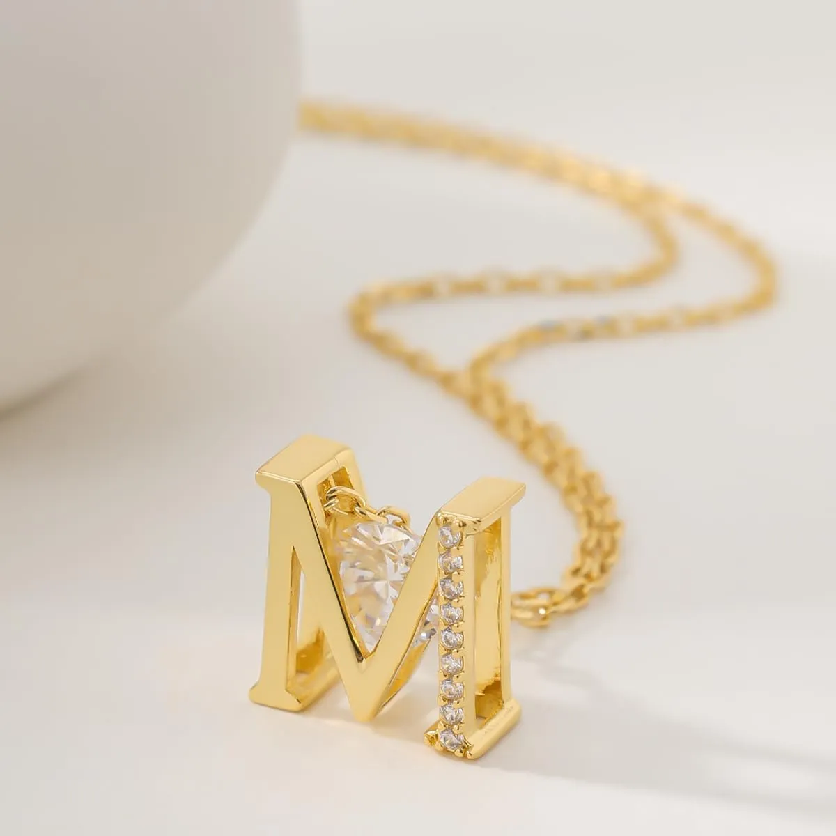 14K Gold Plated Initial Necklace for Women | Cubic Zirconia Letter Dainty Necklaces for Women | Alphabet Pendant Jewelry