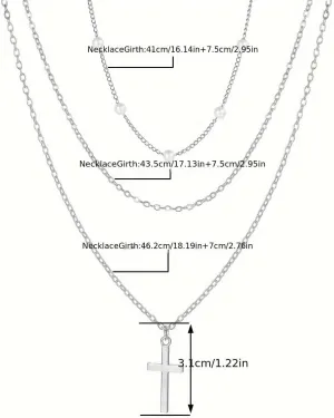 14K Gold Plated necklace,Cross layered Necklace for Women,Detachable Design Multiple Wearing methods,Dainty Pearl Cross Necklace,Elegant and Stylish gift for Her,Girlfriend,wife
