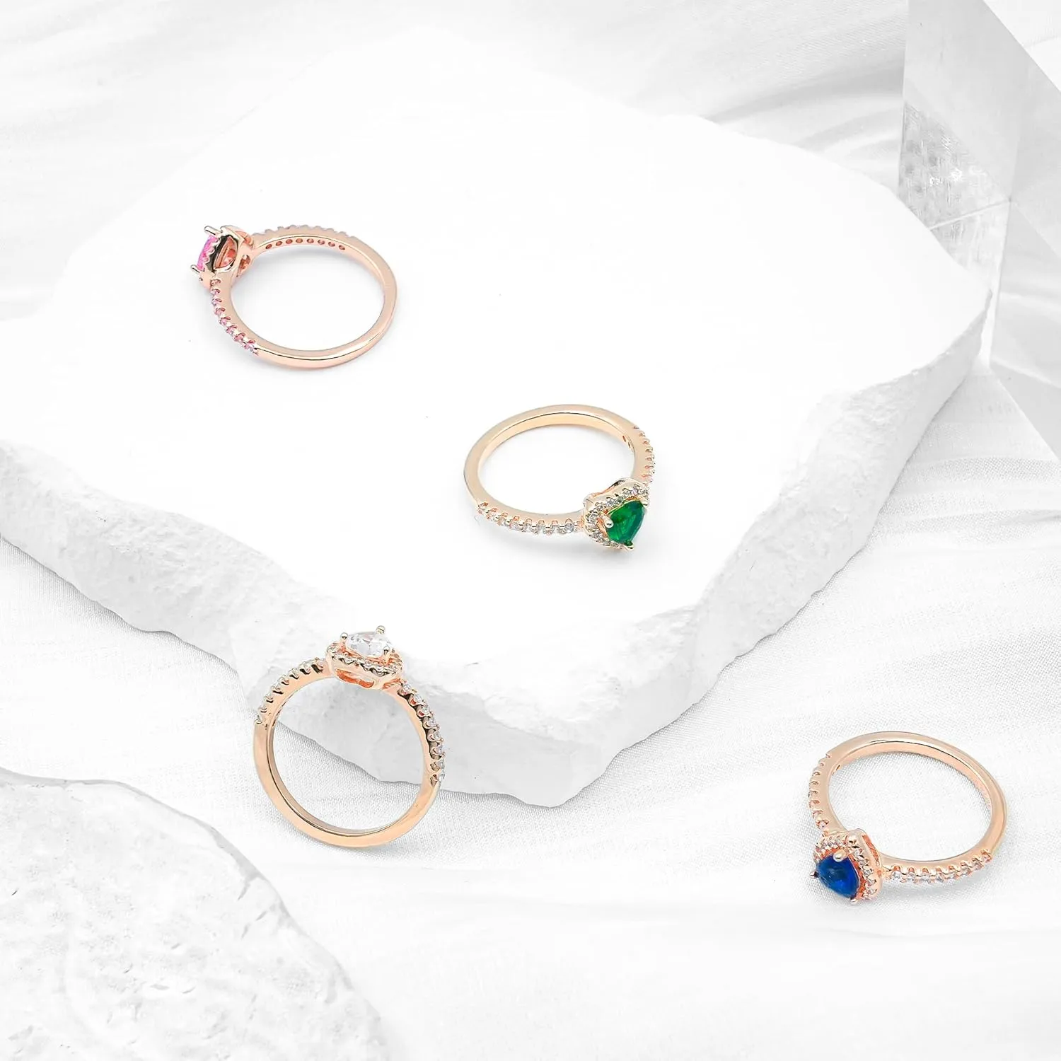 14k Rose Gold Heart Elevated Ring, Heart Promise Ring with Cubic Zirconia, Wedding Band Rings Trendy Rings Jewelry Gifts for Lover Friend Family and Women