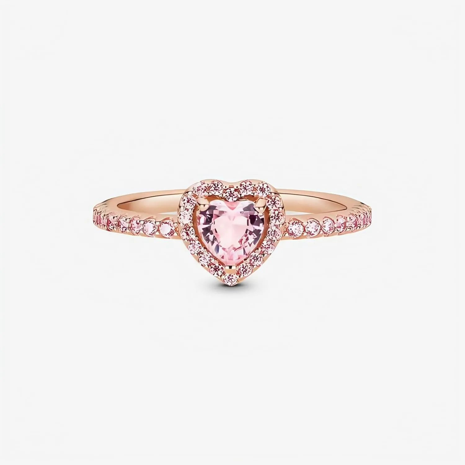14k Rose Gold Heart Elevated Ring, Heart Promise Ring with Cubic Zirconia, Wedding Band Rings Trendy Rings Jewelry Gifts for Lover Friend Family and Women