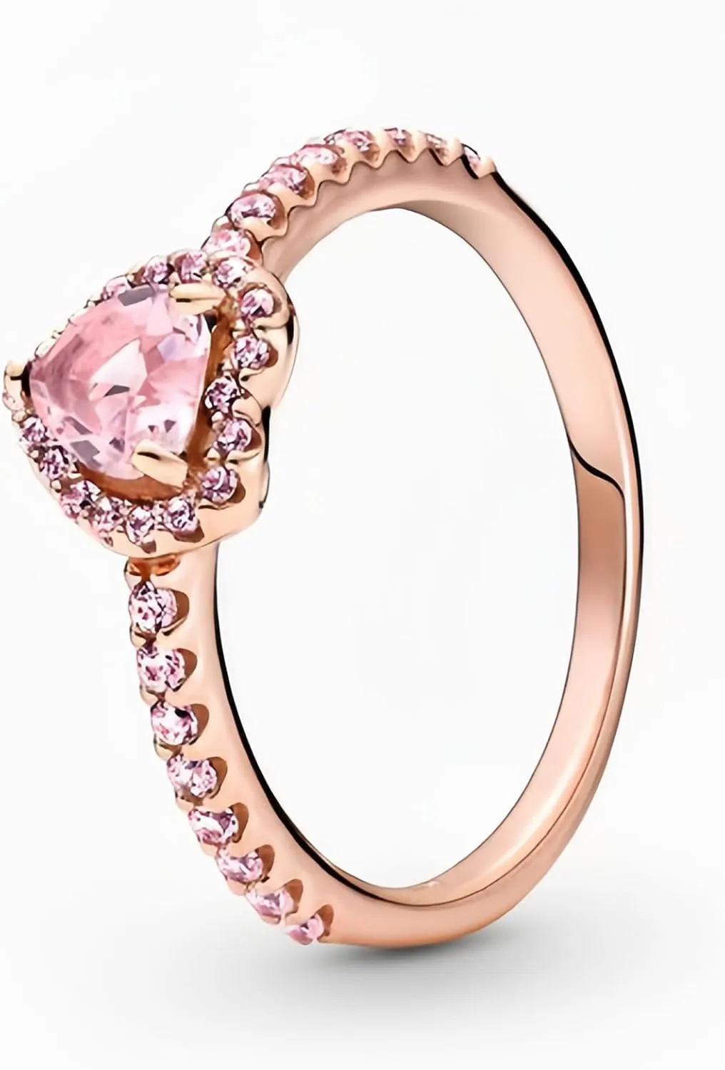 14k Rose Gold Heart Elevated Ring, Heart Promise Ring with Cubic Zirconia, Wedding Band Rings Trendy Rings Jewelry Gifts for Lover Friend Family and Women