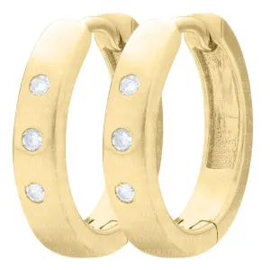 14K Y Gold .03tcw Diamond Huggie Earrings