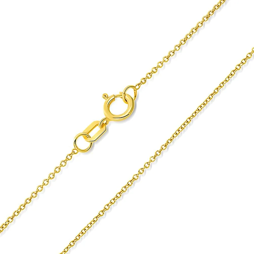 14k Yellow Gold Classic Plain Religious Cross Pendant with Rolo Cable, Cuban Curb, or Figaro Chain Necklace