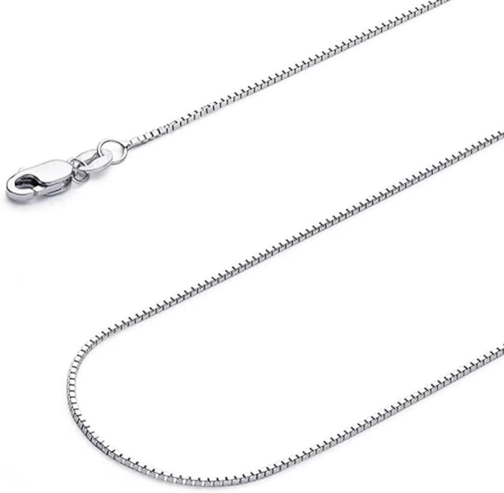 14k Yellow Gold Solid Box Link Chain 0.65mm Necklace with Lobster Claw Clasp, Jewelry Gift for Women or Men