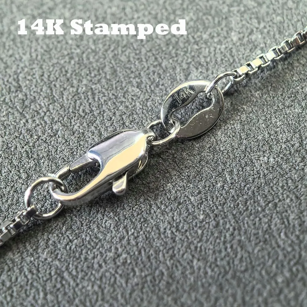 14k Yellow Gold Solid Box Link Chain 0.65mm Necklace with Lobster Claw Clasp, Jewelry Gift for Women or Men