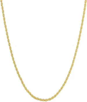 14k Yellow Gold Solid Rope Chain Necklace for Women and Men Jewelry with Lobster Clasp