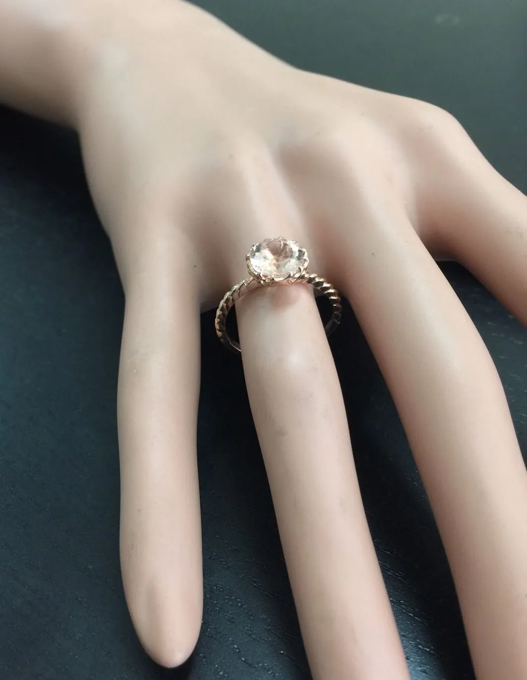 1.50 Carats Exquisite Natural Morganite 14K Solid Rose Gold Ring