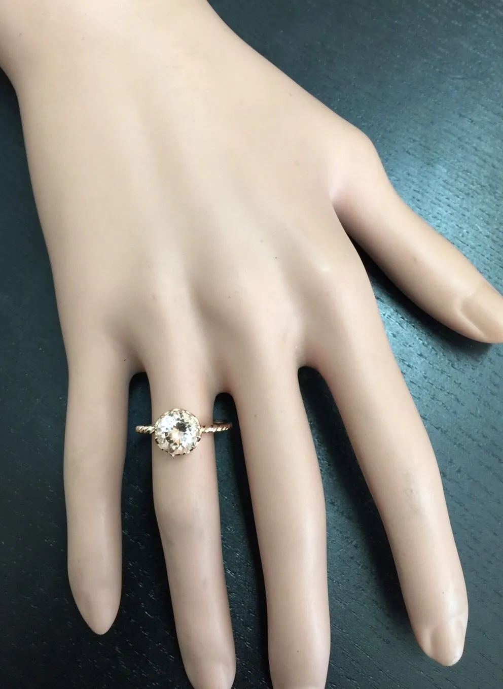 1.50 Carats Exquisite Natural Morganite 14K Solid Rose Gold Ring