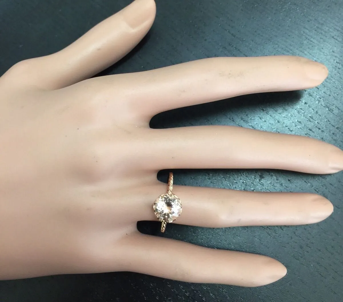 1.50 Carats Exquisite Natural Morganite 14K Solid Rose Gold Ring