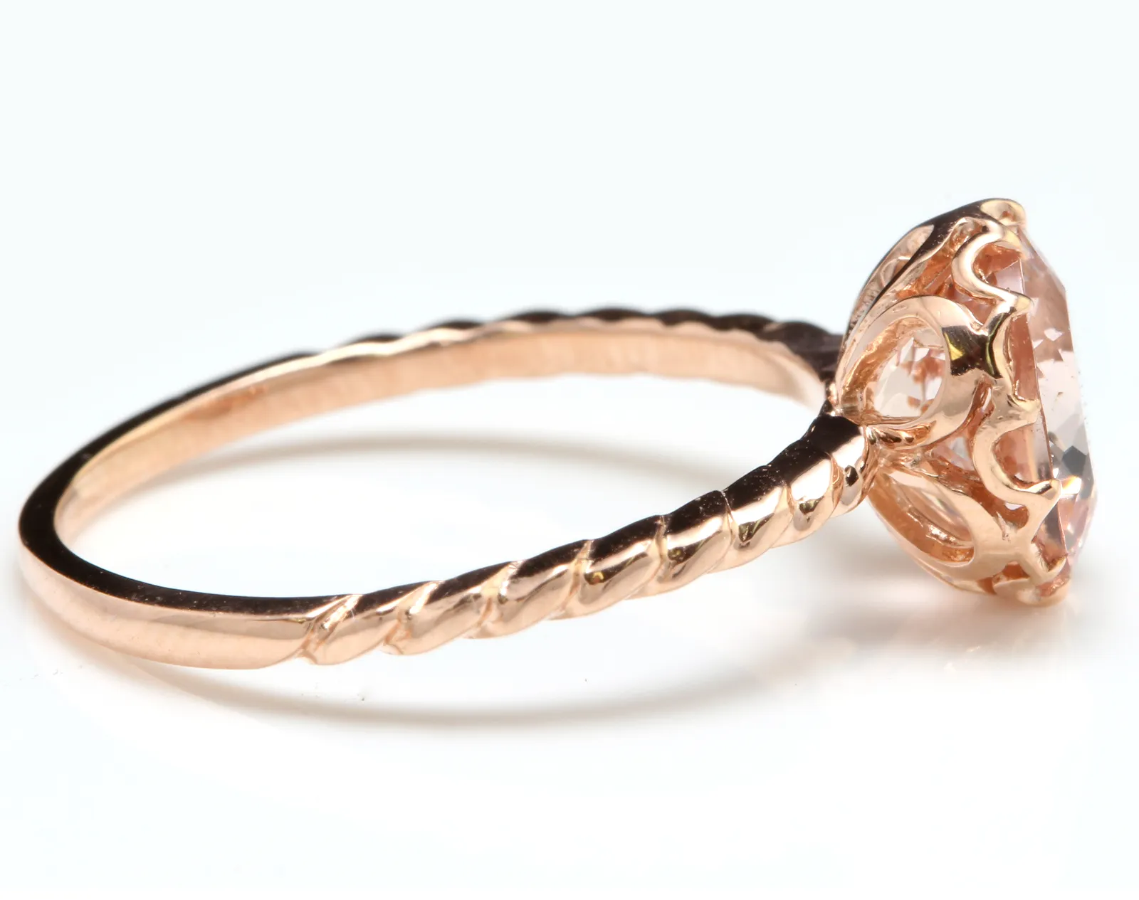 1.50 Carats Exquisite Natural Morganite 14K Solid Rose Gold Ring