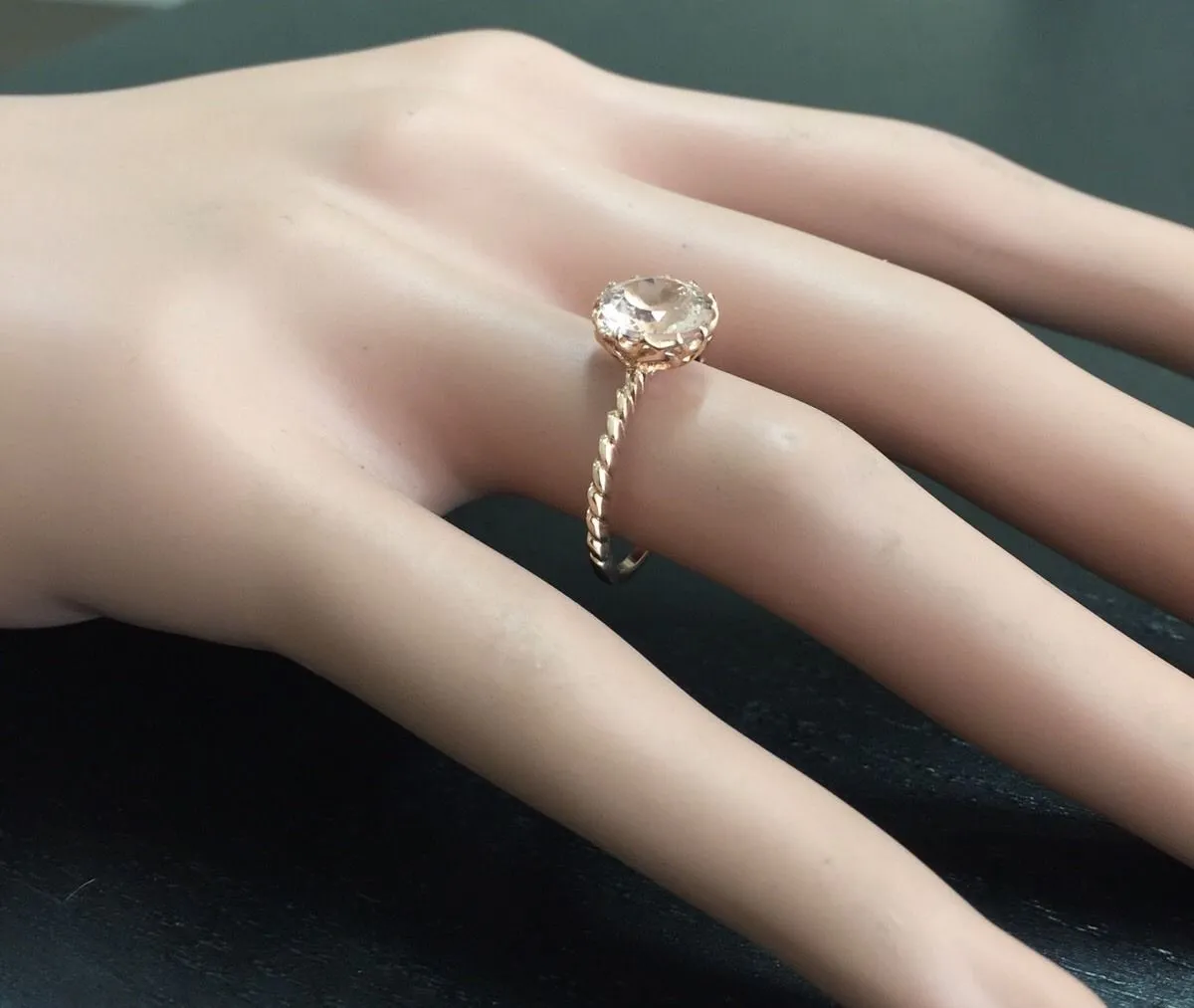 1.50 Carats Exquisite Natural Morganite 14K Solid Rose Gold Ring