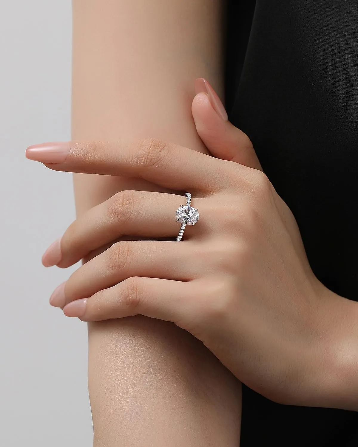 1.5/5.5CT Elongated Oval Cut Engagement Rings for Women,Simulated Diamond Ring,925 Sterling Silver 18K White/Yellow Gold Plated Promise Ring
