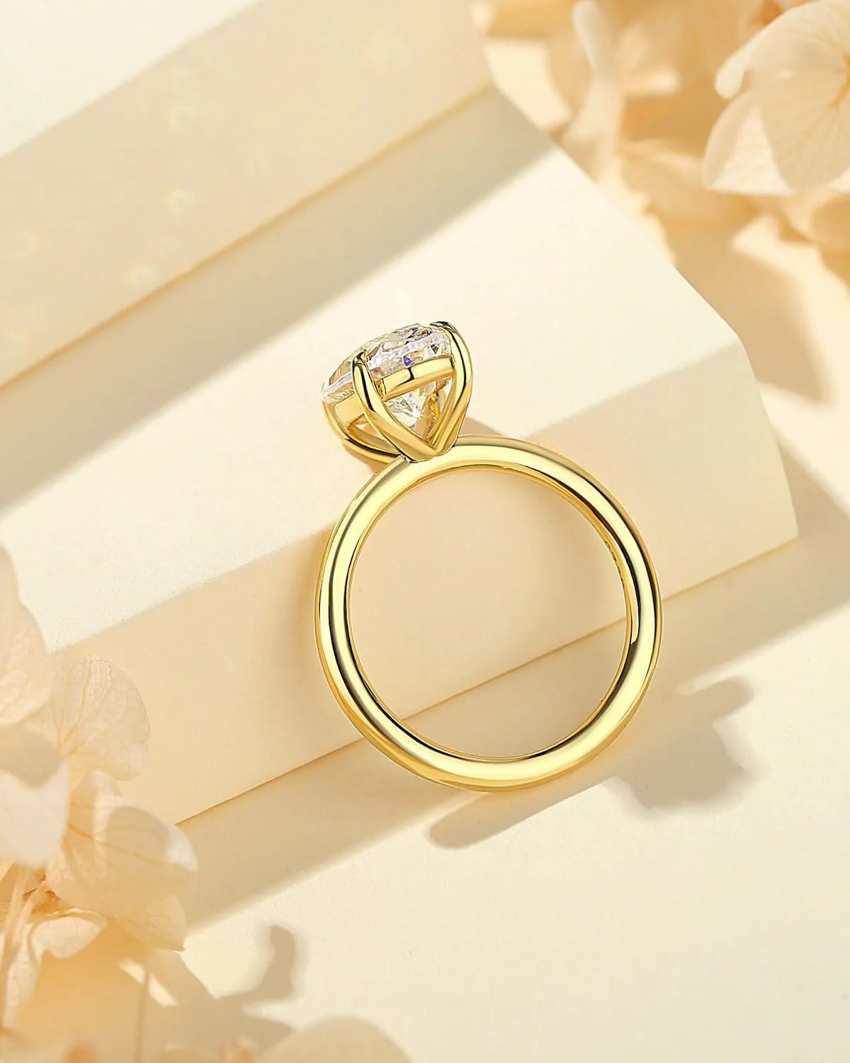 1.5CT/3.5CT/5.5CT Elongated Oval Cut Engagement Rings for Women,Simulated Diamond Promise Ring,925 Sterling Silver 18K Yellow Gold Plated Ring
