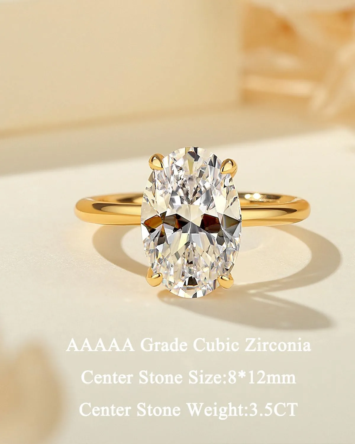 1.5CT/3.5CT/5.5CT Elongated Oval Cut Engagement Rings for Women,Simulated Diamond Promise Ring,925 Sterling Silver 18K Yellow Gold Plated Ring