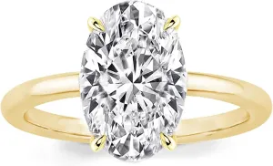 1.5CT/3.5CT/5.5CT Elongated Oval Cut Engagement Rings for Women,Simulated Diamond Promise Ring,925 Sterling Silver 18K Yellow Gold Plated Ring