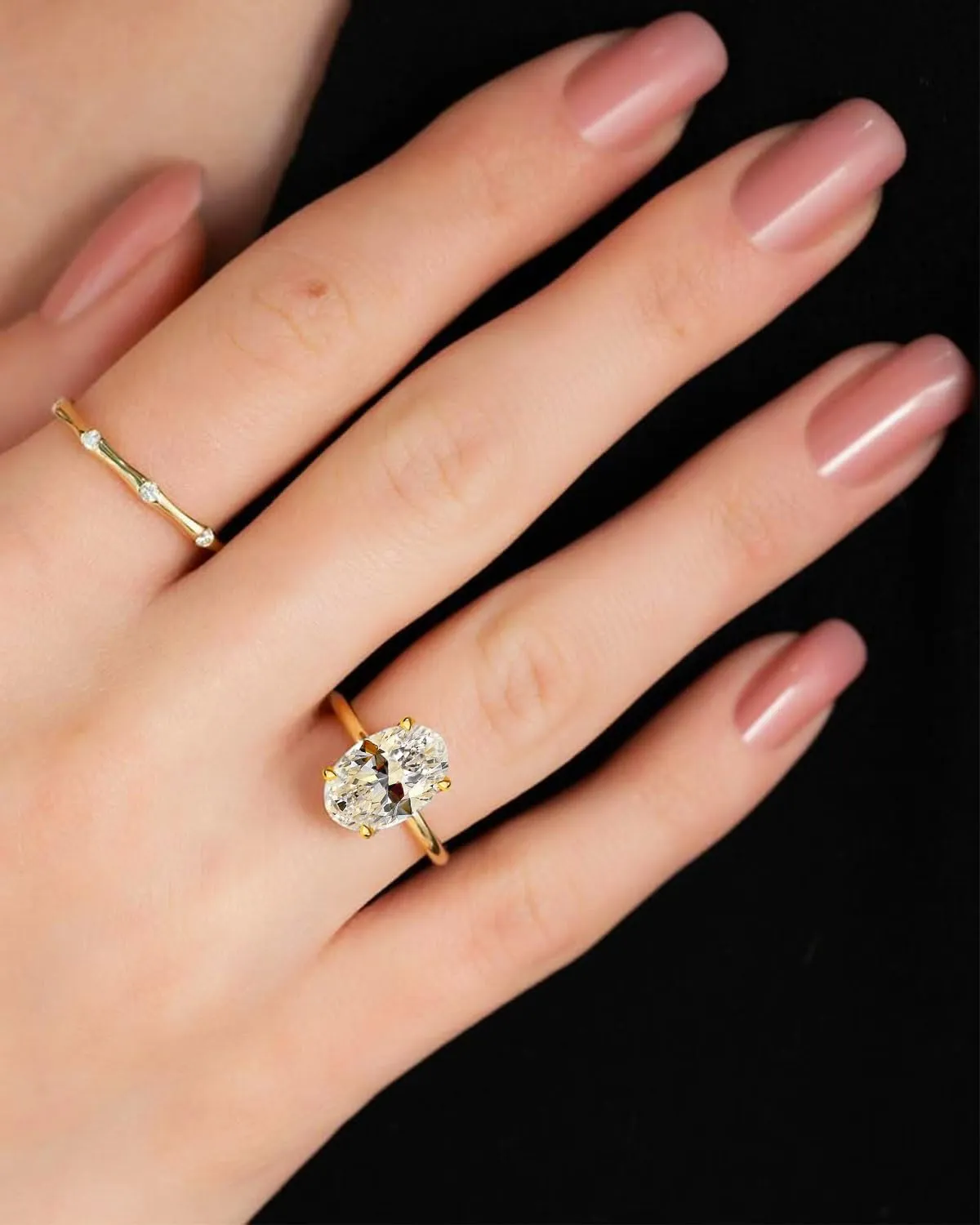 1.5CT/3.5CT/5.5CT Elongated Oval Cut Engagement Rings for Women,Simulated Diamond Promise Ring,925 Sterling Silver 18K Yellow Gold Plated Ring