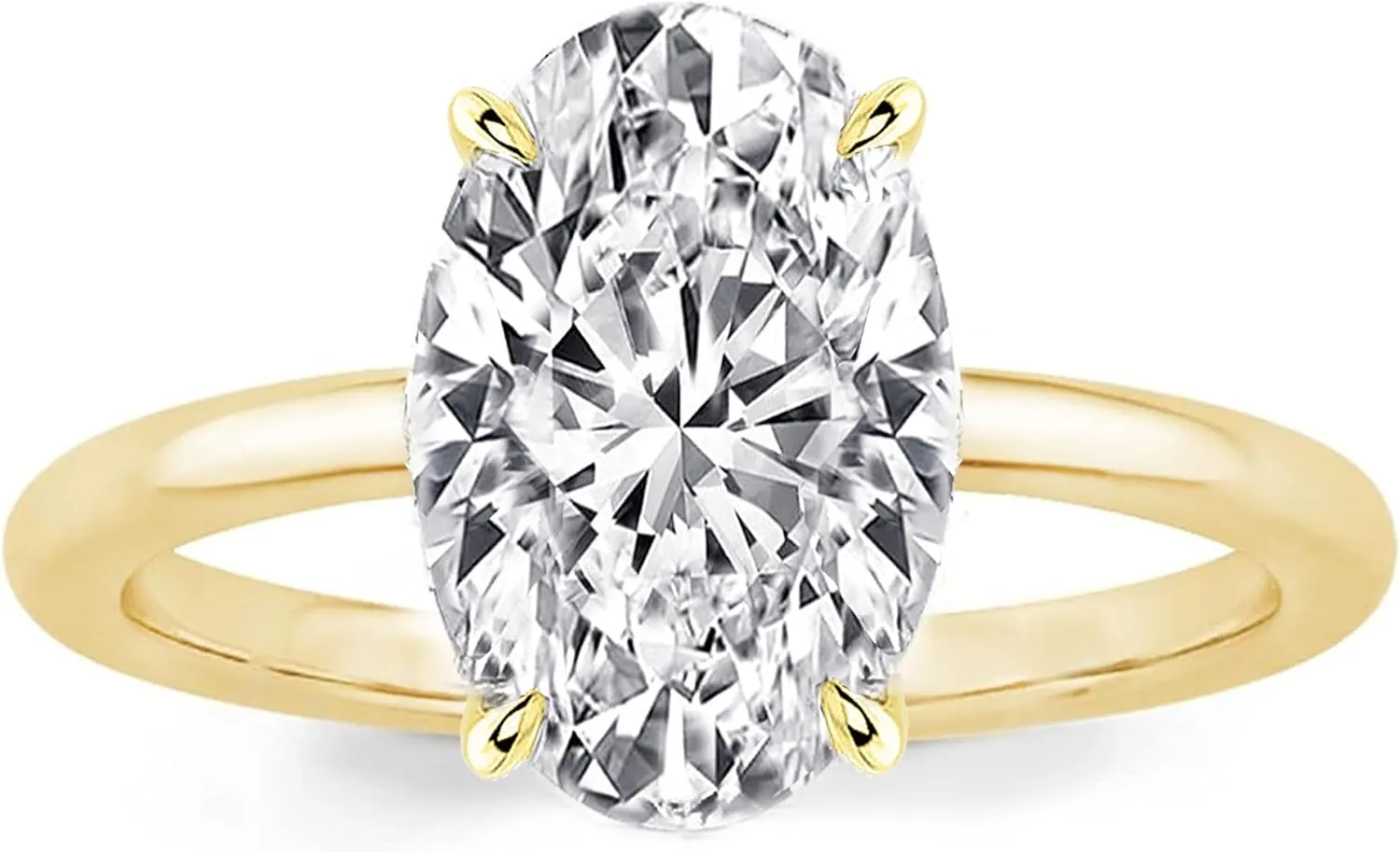 1.5CT/3.5CT/5.5CT Elongated Oval Cut Engagement Rings for Women,Simulated Diamond Promise Ring,925 Sterling Silver 18K Yellow Gold Plated Ring