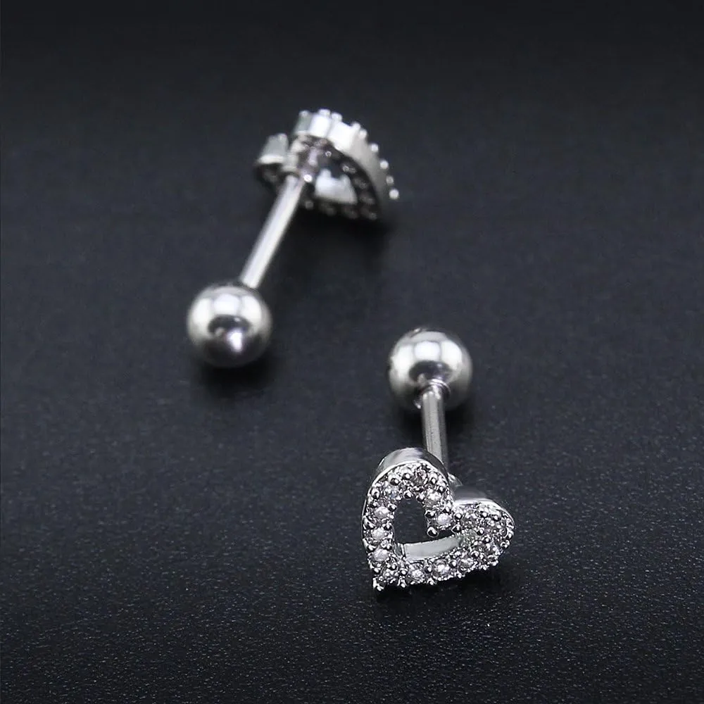 16g Sparkling Cubic Zirconia Stainless Steel Stud Earrings Tragus Helix Conch Cartilage Ear Piercing