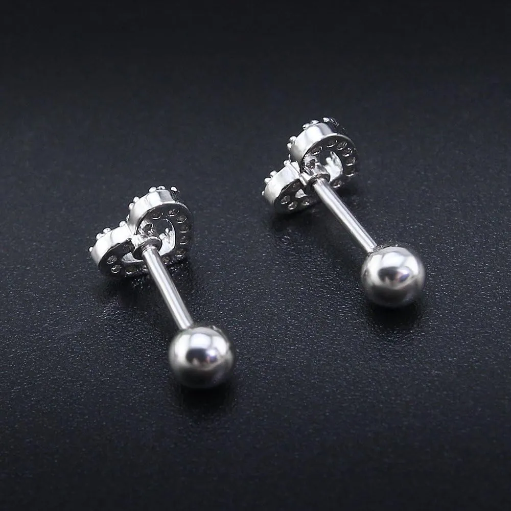 16g Sparkling Cubic Zirconia Stainless Steel Stud Earrings Tragus Helix Conch Cartilage Ear Piercing