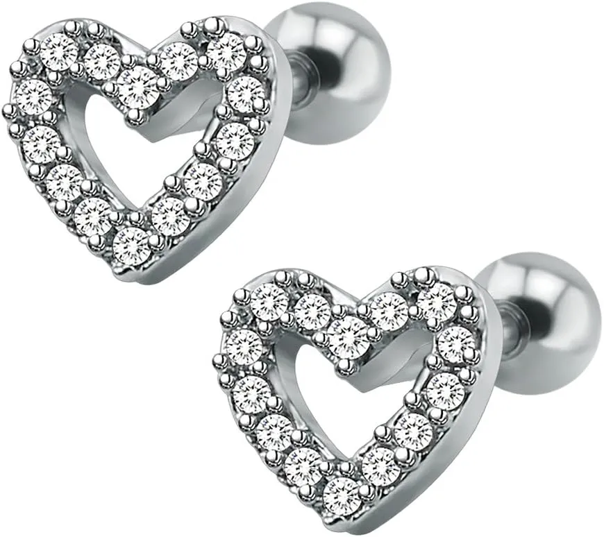 16g Sparkling Cubic Zirconia Stainless Steel Stud Earrings Tragus Helix Conch Cartilage Ear Piercing