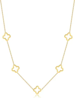 18K Gold Plated Four Leaf Clover Necklace Exquisite Gold Four Leaf Clover Necklace Four Leaf Clover Pendant Necklace Stainless Steel Lucky Four Leaf Clover Pendant Jewelry