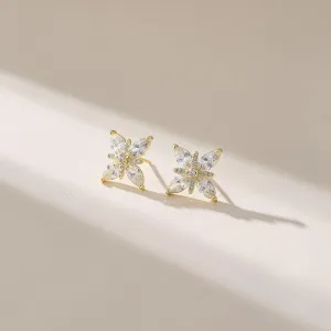 18K Gold Plated Zirconia Stud Earrings Sparkling North Star Earrings for Women Trendy Hypoallergenic Sterling Silver Posts Dainty Jewelry Gifts for Women Mother Daughter