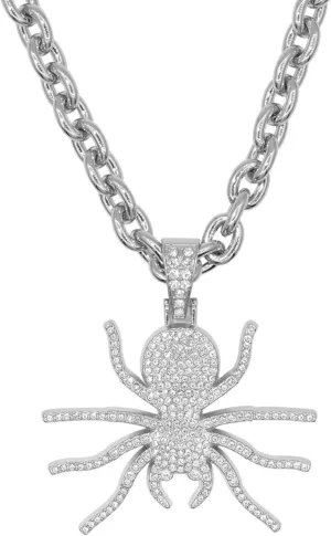 18K Gold Silver Ocean Animal Rhinestone Pendant Necklace for Men Hip Hop Rock Punk Octopus Fish Crystal Neckalces Cool Hippie Necklaces Jewelry for Men