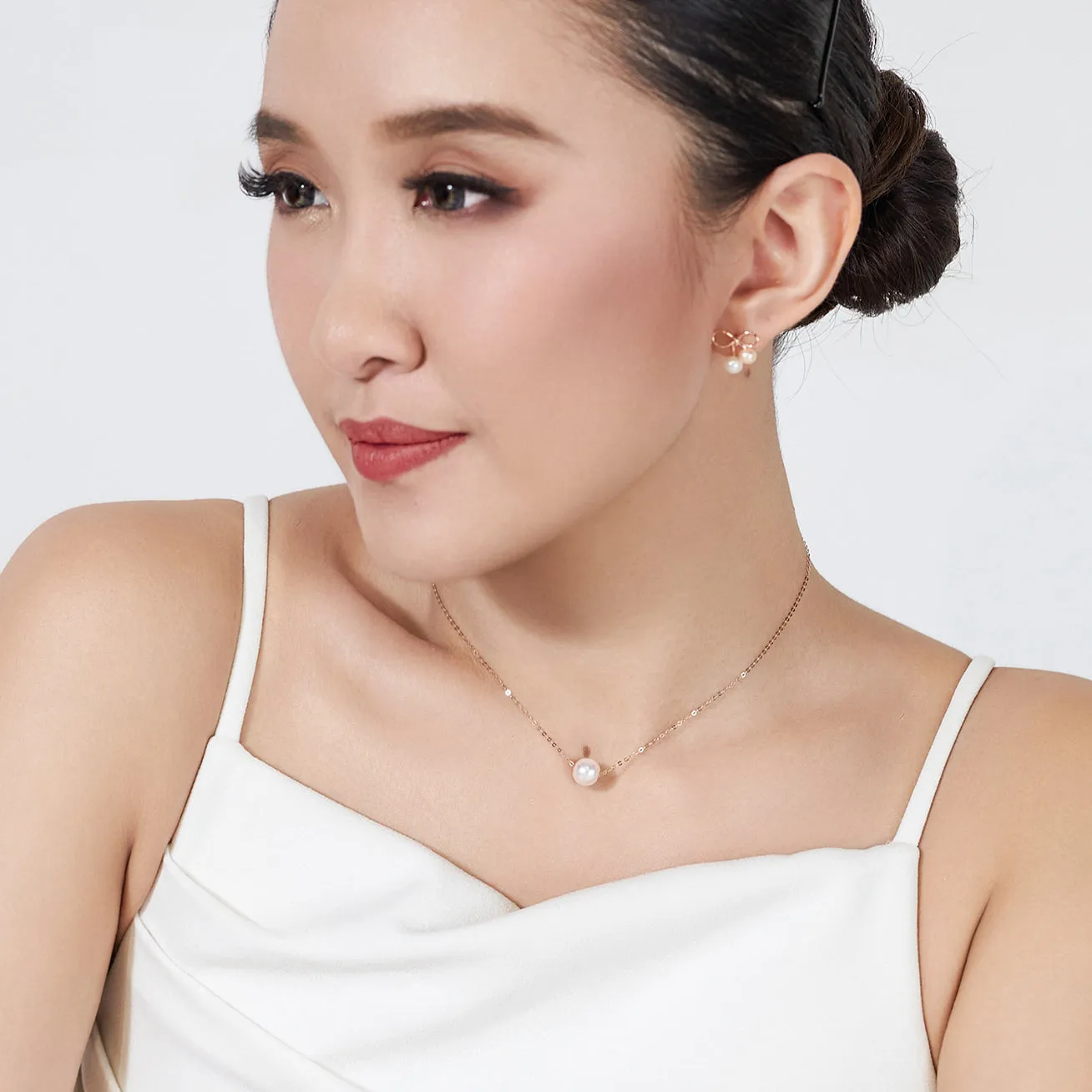 18K Solid Gold Interchangeable Freshwater Pearl Necklace KN00085 | Possibilities