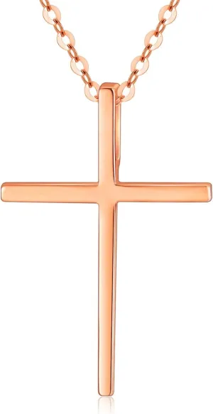 18K Solid Gold Tiny Cross Pendant Necklace for Women Simple Classic Cross Necklaces Religious Jewelry Gifts for Wife, Mother, 16-18 inch
