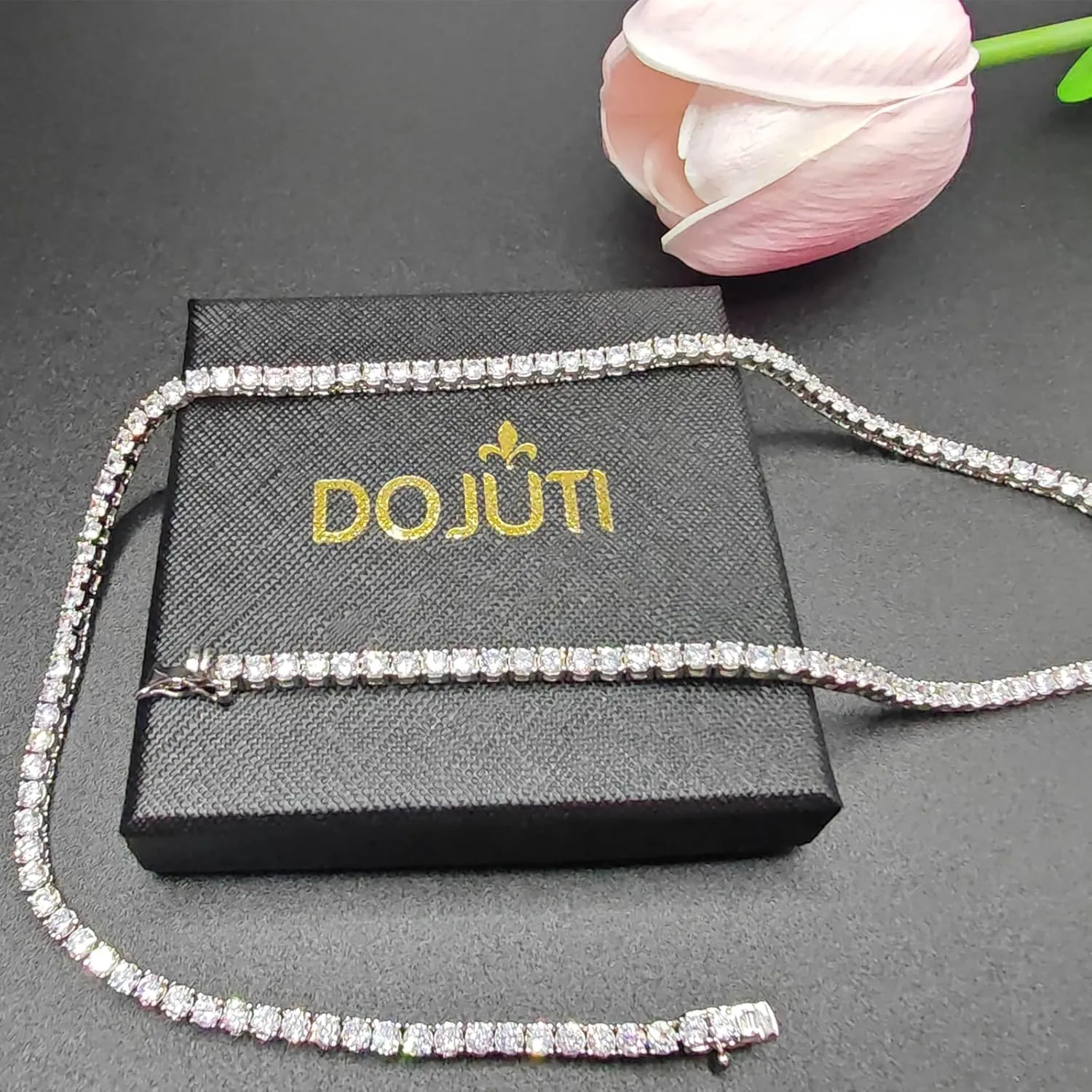 18K White Gold Plated 3mm Round CZ Classic Tennis Necklaces for Women Men Diamond Chain Sizes 16-20 Inches 4 Prong