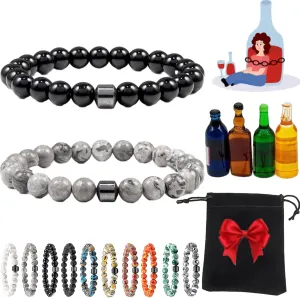2 PCS Glame Anti Alcohol Bracelet, 2025 New Anti-Alcohol Bracelet for Women/Men, Stop Drinking Bracelets Reduces Drinking Cravings